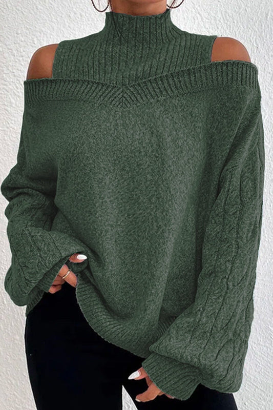 Suéteres casuales de cuello alto con parches huecos y sólidos (7 colores)
