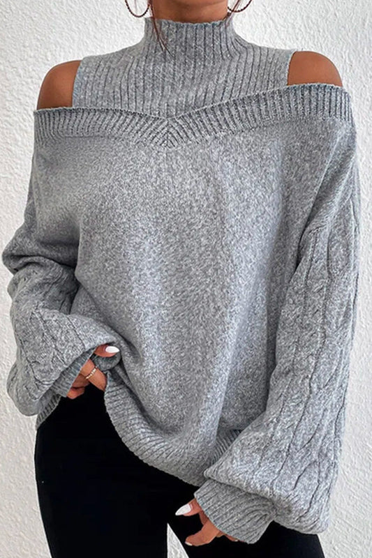 Suéteres casuales de cuello alto con parches huecos y sólidos (7 colores)