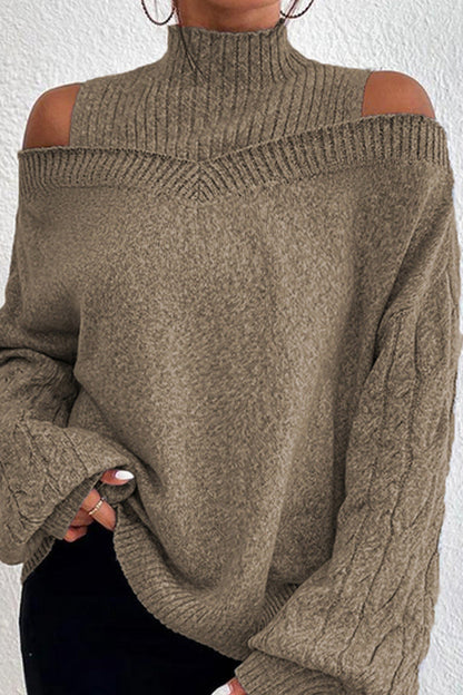 Suéteres casuales de cuello alto con parches huecos y sólidos (7 colores)