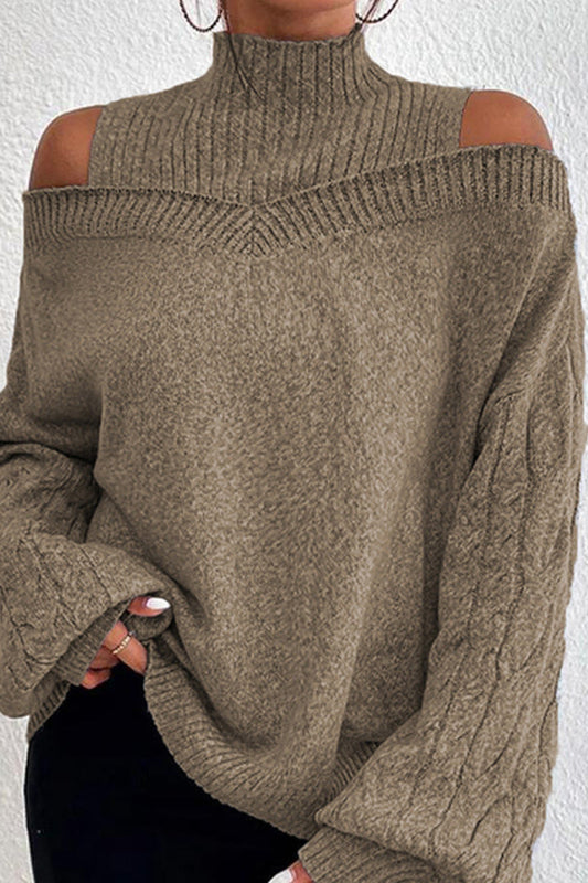 Suéteres casuales de cuello alto con parches huecos y sólidos (7 colores)