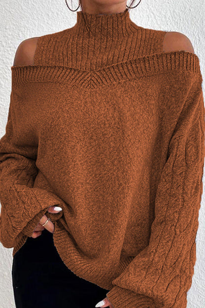 Suéteres casuales de cuello alto con parches huecos y sólidos (7 colores)