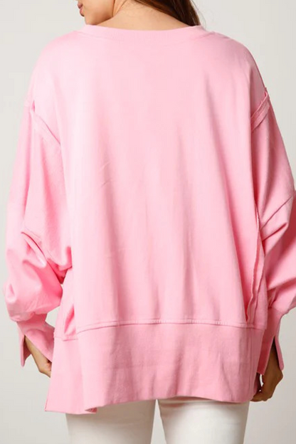 Tops casuales de cuello redondo con estampado de lentejuelas sólidas