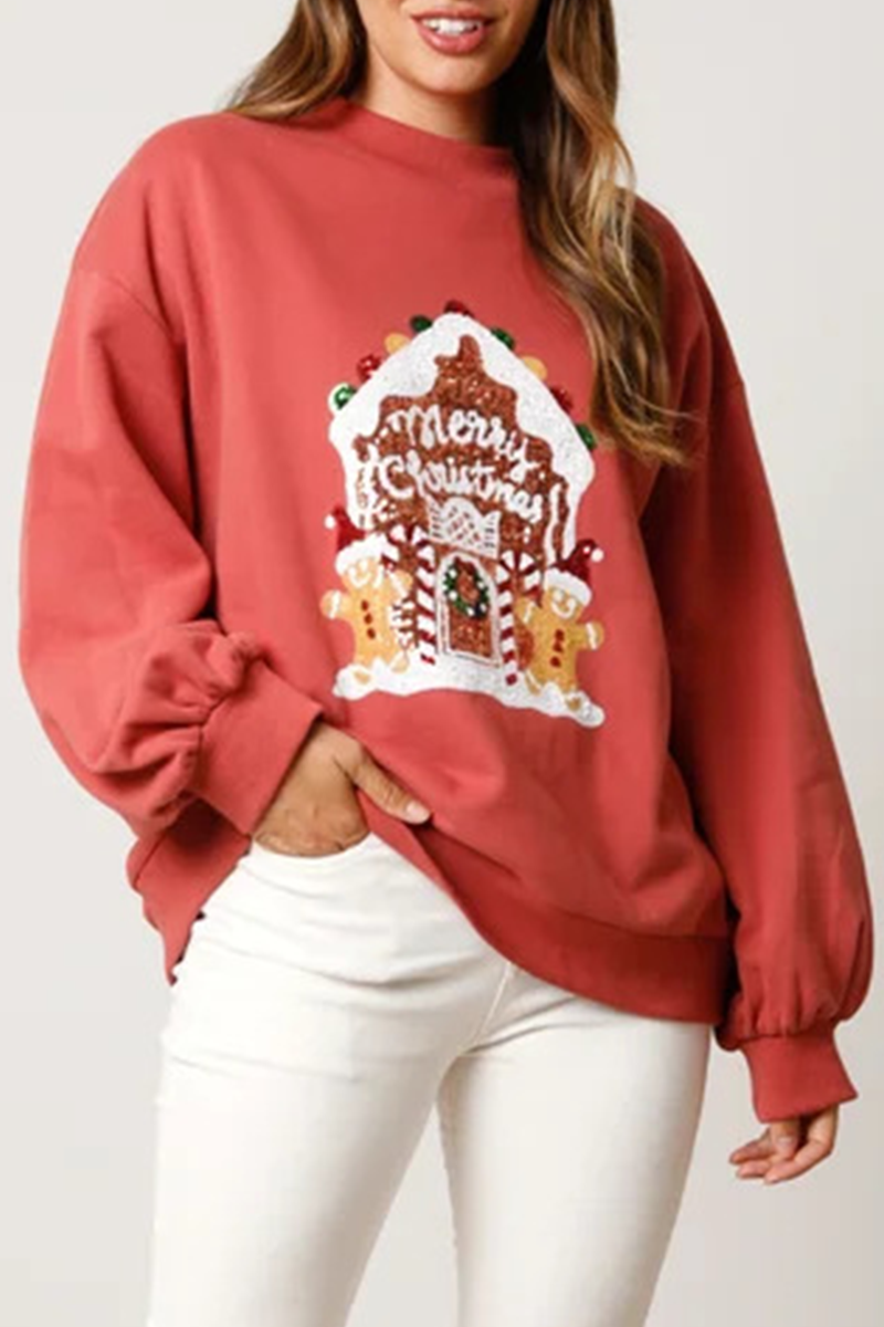 Tops casuales de cuello redondo con lentejuelas sólidas
