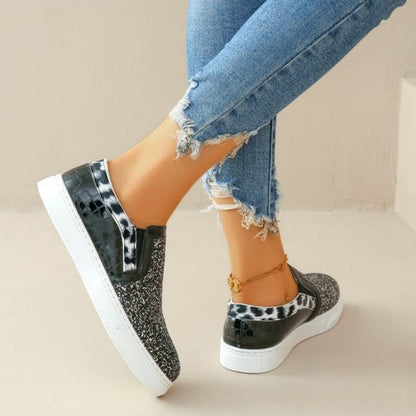 Zapatos planos informales con diseño de patchwork, redondos y cómodos para exteriores