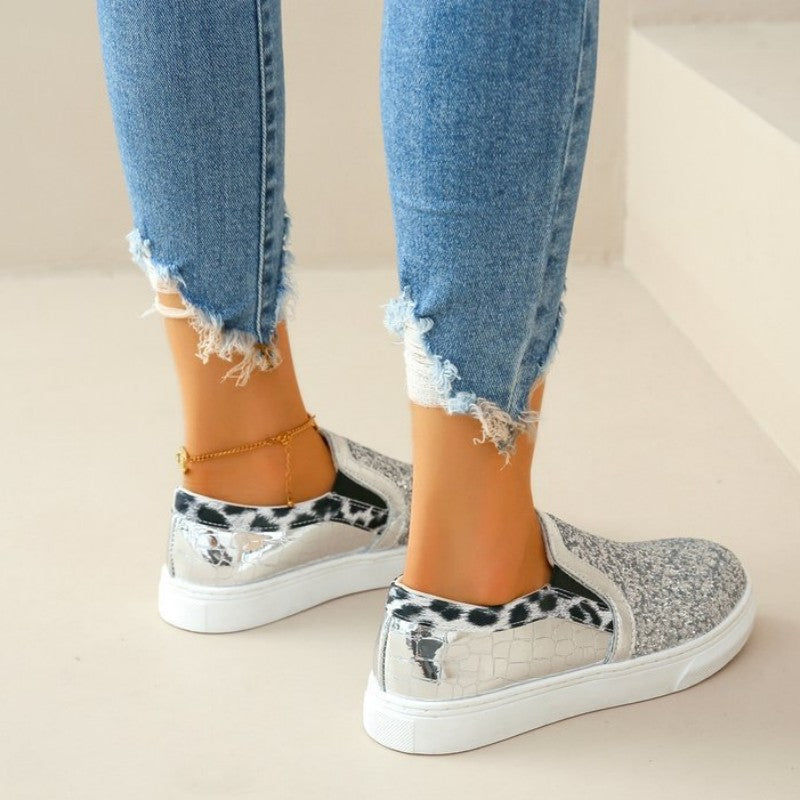 Zapatos planos informales con diseño de patchwork, redondos y cómodos para exteriores