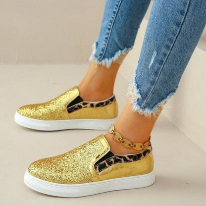 Zapatos planos informales con diseño de patchwork, redondos y cómodos para exteriores