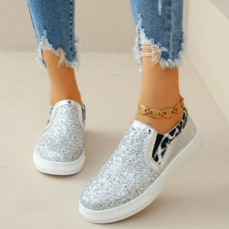 Zapatos planos informales con diseño de patchwork, redondos y cómodos para exteriores
