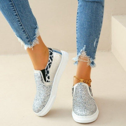Zapatos planos informales con diseño de patchwork, redondos y cómodos para exteriores