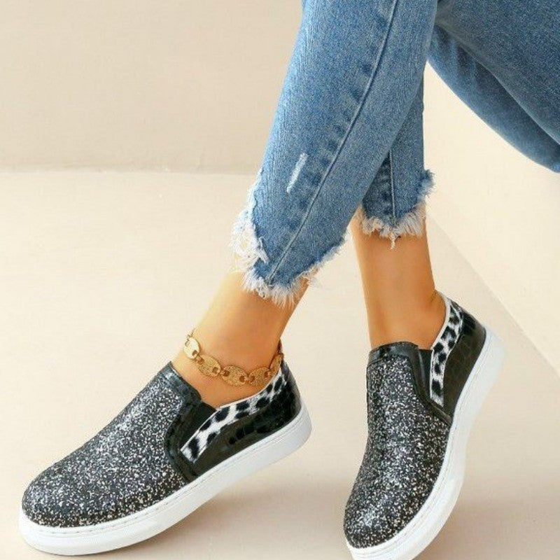 Zapatos planos informales con diseño de patchwork, redondos y cómodos para exteriores