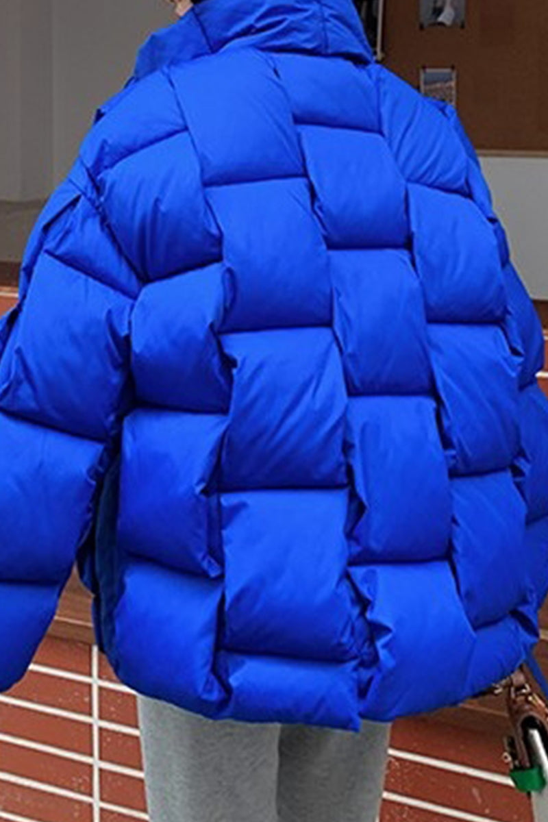 Casual Solid Patchwork Zipper Half A Turtleneck Outerwear(5 Colros)