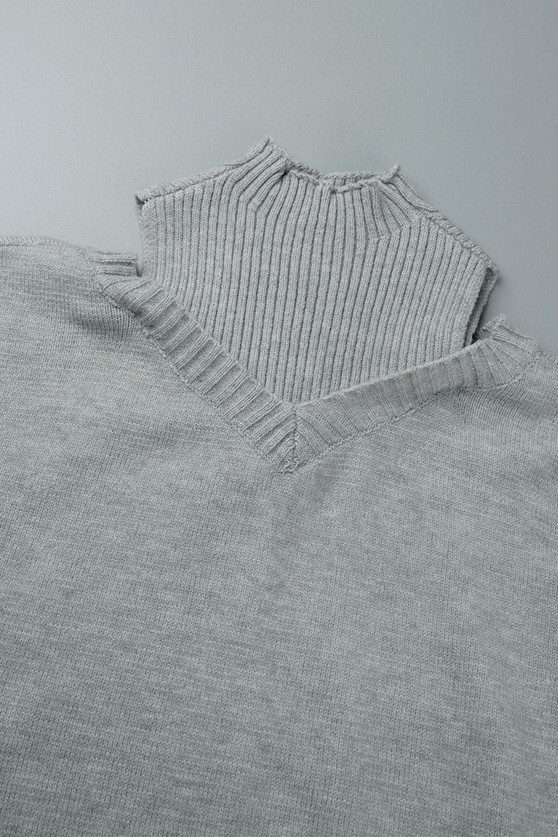 Suéteres casuales de cuello alto con parches huecos y sólidos (7 colores)