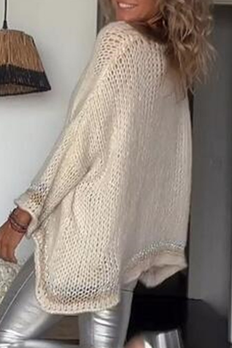 Tops casuales con cuello en V en contraste y borlas sólidas