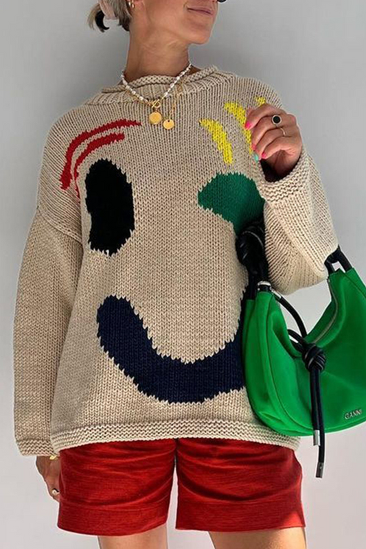 Tops casuales de cuello redondo con tejido de contraste sólido