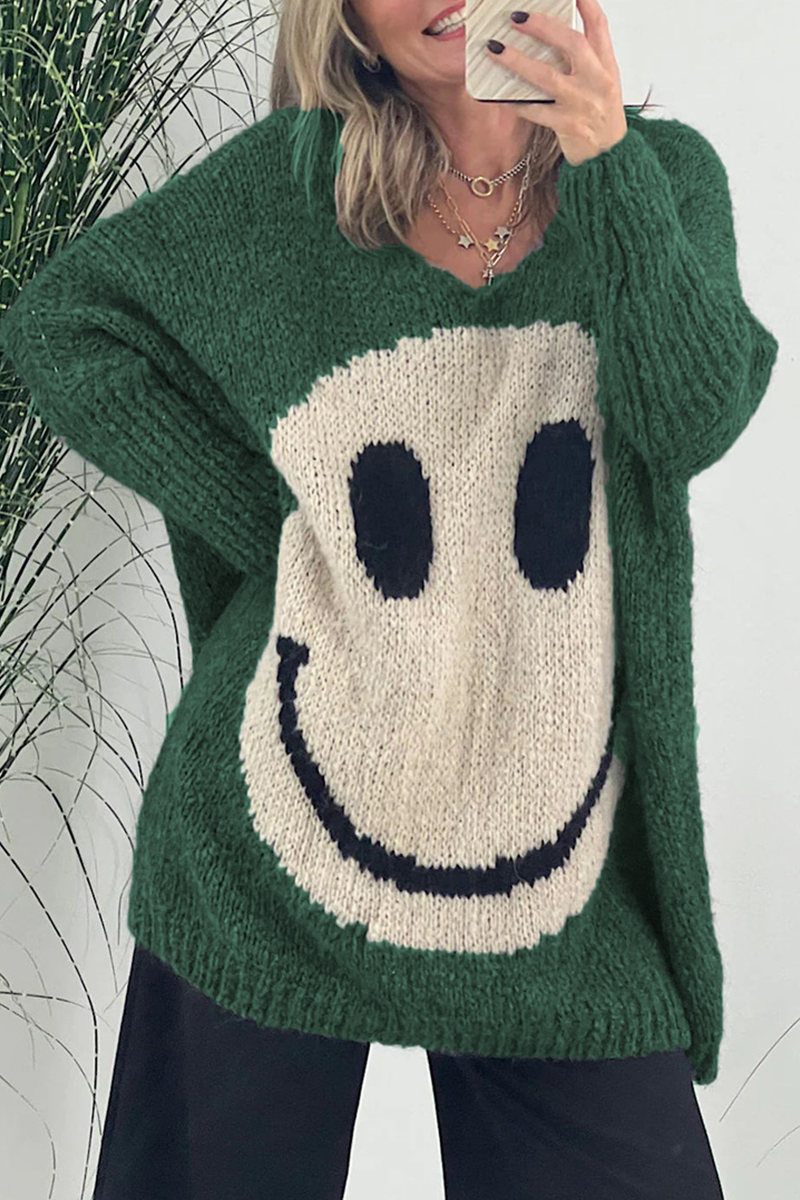 Tops casuales de cuello en V con tejido de contraste sólido