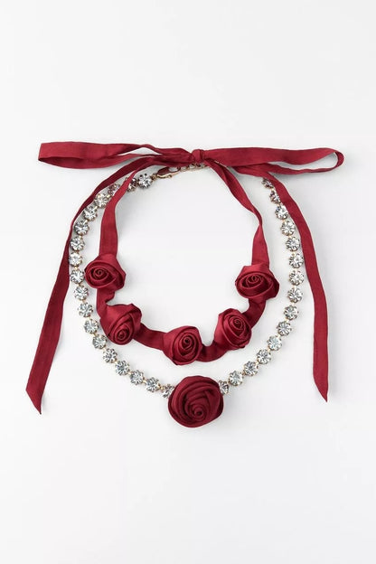 Two-Pack Rose Rhinestones Necklace Set
