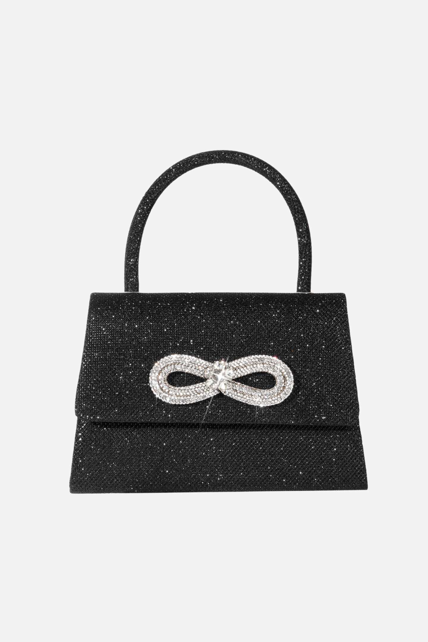 Bolso con asa de diamante y brillo metálico 