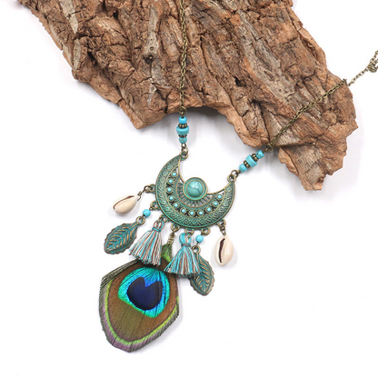 Collares bohemios vintage con borlas geométricas y patchwork