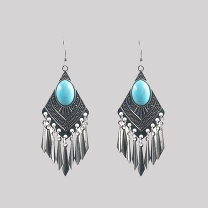 Bohemian Vintage Geometric Tassel Patchwork Earrings