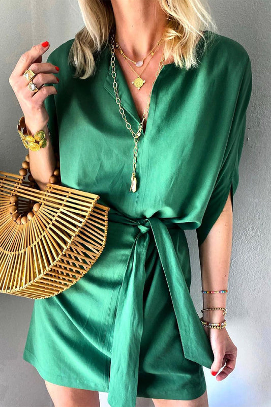 Vestidos de princesa con cuello en V, informales, sencillos y sólidos con patchwork