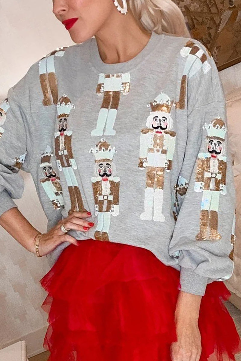 Tops casuales con cuello redondo y estampado de patchwork