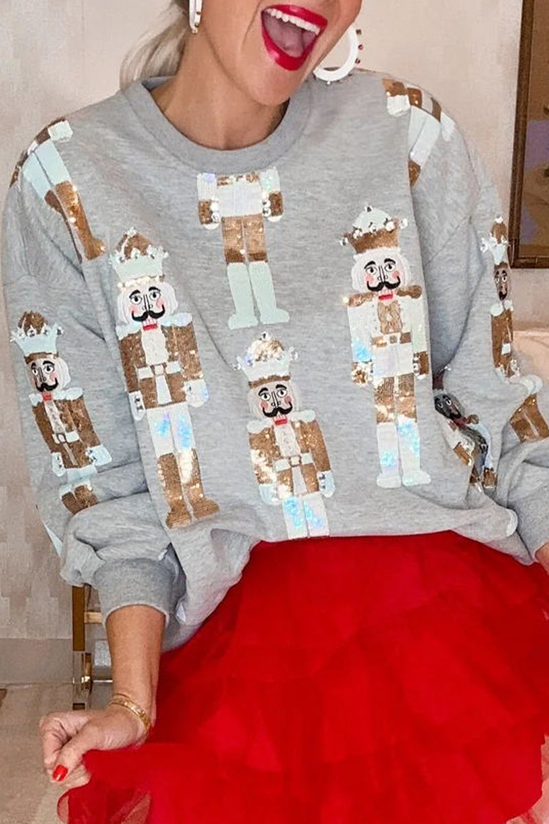 Tops casuales con cuello redondo y estampado de patchwork