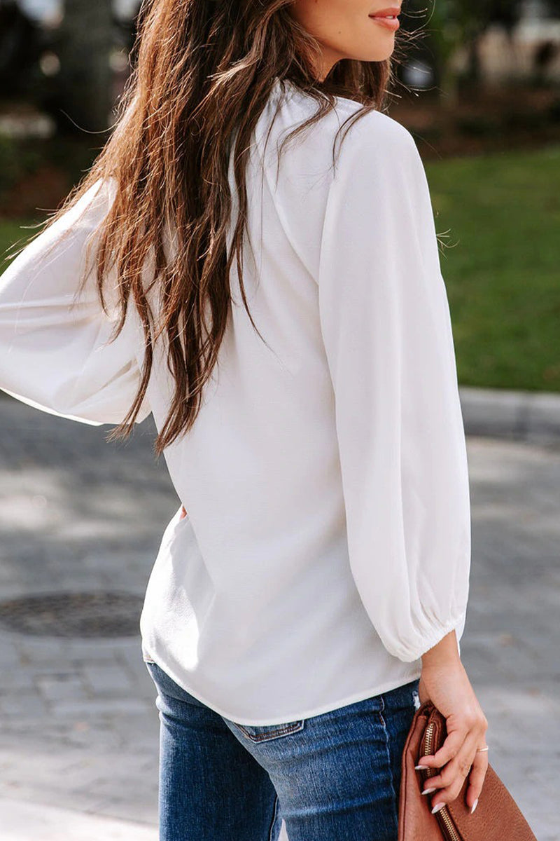Blusas casuales sencillas con cuello en V liso (3 colores)