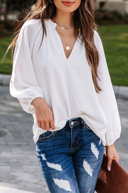 Blusas casuales sencillas con cuello en V liso (3 colores)