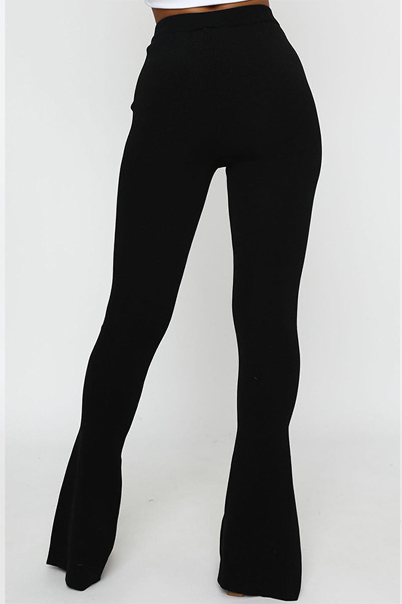 Pantalones de color liso con cintura alta, ajustados y con aberturas simples