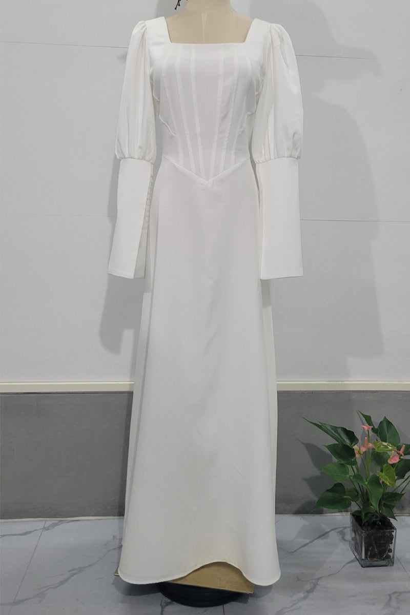 Vestidos de noche elegantes de celebridades con cuello cuadrado y volantes lisos