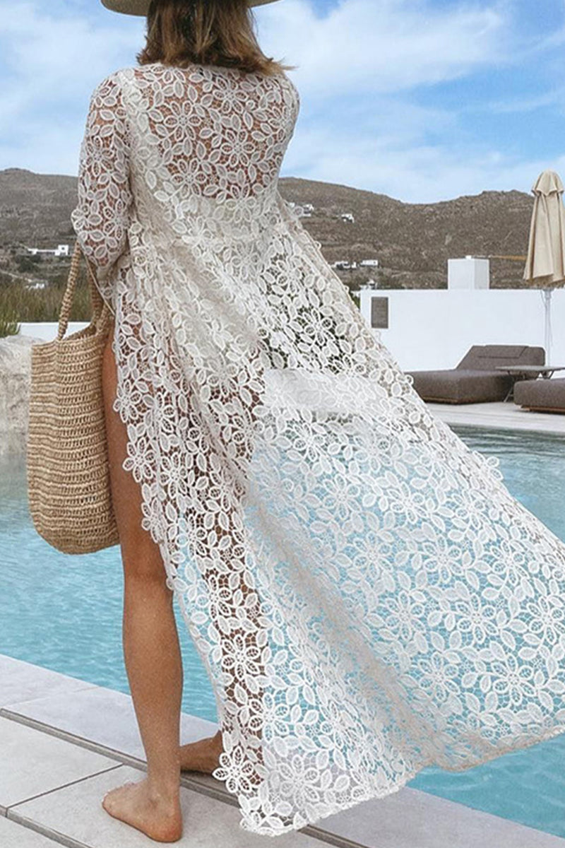 Traje de baño sexy de vacaciones sólido ahuecado para cubrirse