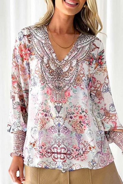 Blusas elegantes con cuello en V y estampados