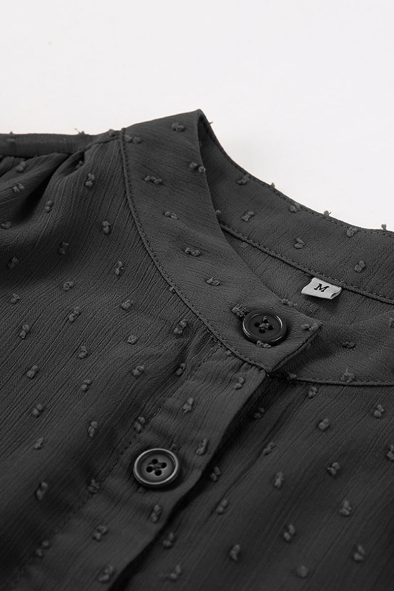 Blusas elegantes y elegantes con cuello mandarín y volantes lisos