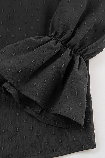 Blusas elegantes y elegantes con cuello mandarín y volantes lisos