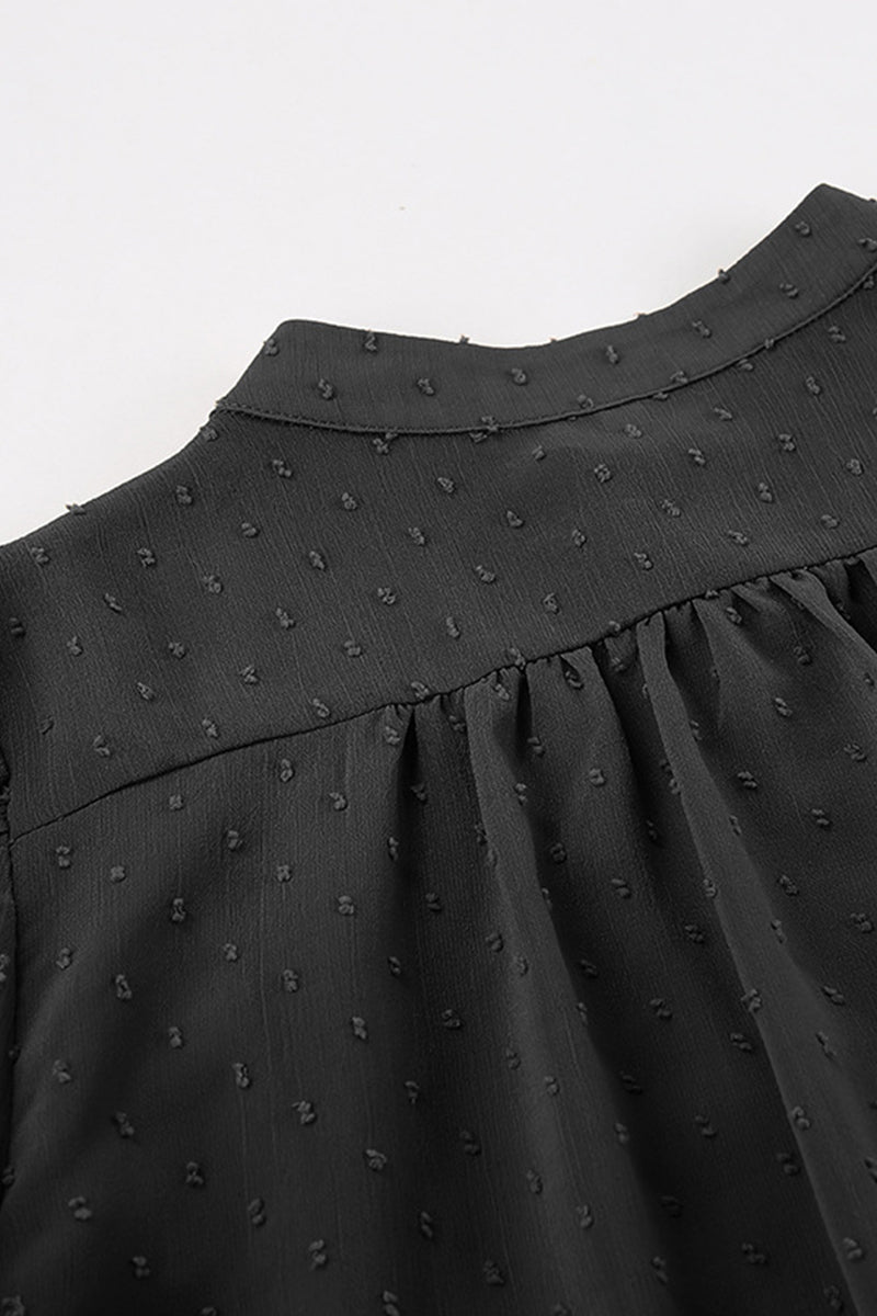 Blusas elegantes y elegantes con cuello mandarín y volantes lisos