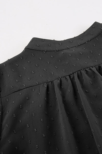 Blusas elegantes y elegantes con cuello mandarín y volantes lisos