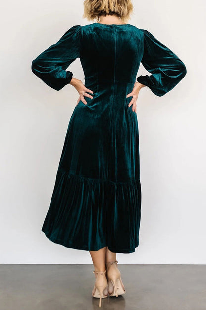 Vestidos elegantes y sencillos con escote en V y volantes lisos (5 colores)