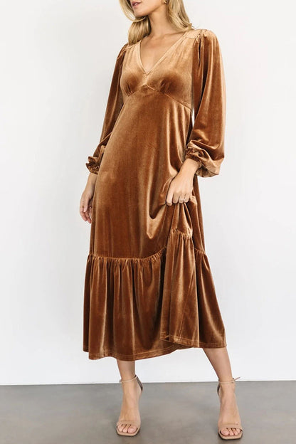 Vestidos elegantes y sencillos con escote en V y volantes lisos (5 colores)