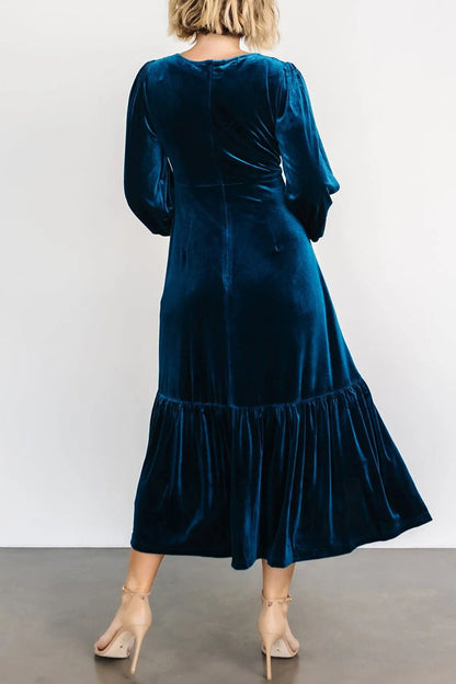 Vestidos elegantes y sencillos con escote en V y volantes lisos (5 colores)