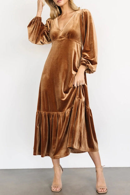 Vestidos elegantes y sencillos con escote en V y volantes lisos (5 colores)