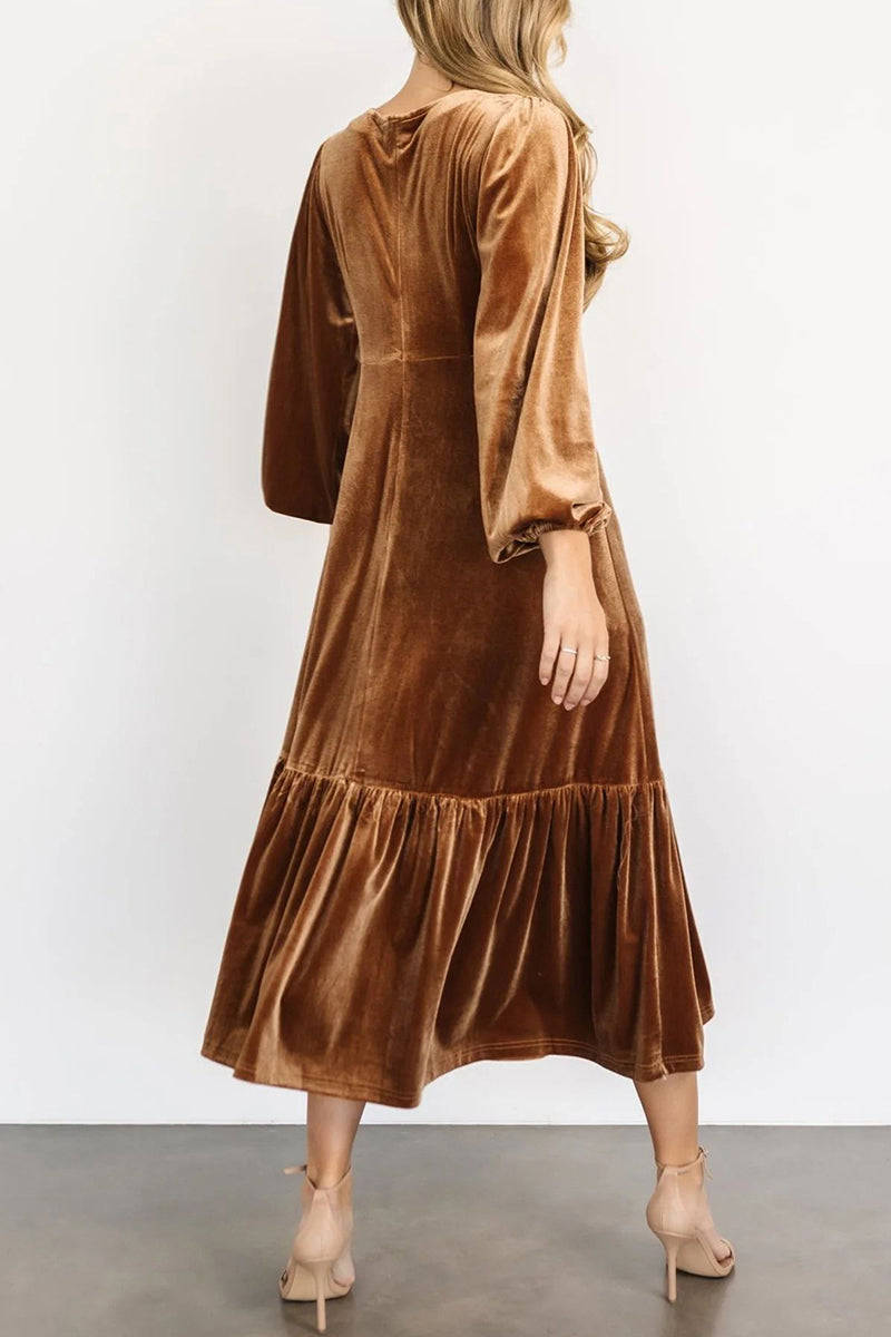 Vestidos elegantes y sencillos con escote en V y volantes lisos (5 colores)