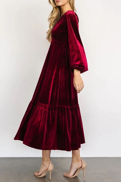 Vestidos elegantes y sencillos con escote en V y volantes lisos (5 colores)