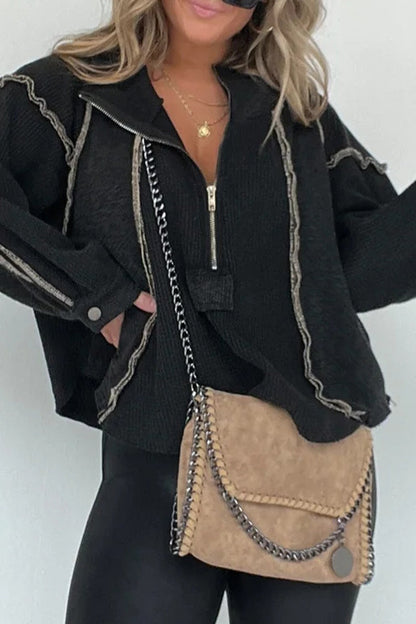 Tops casuales de cuello vuelto con estampado sólido