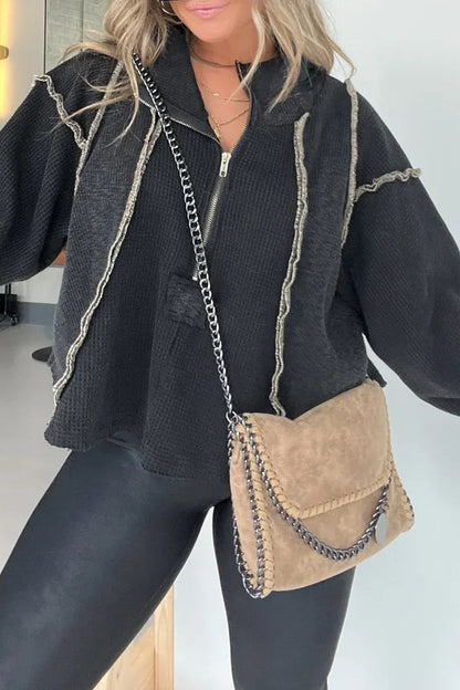 Tops casuales de cuello vuelto con estampado sólido