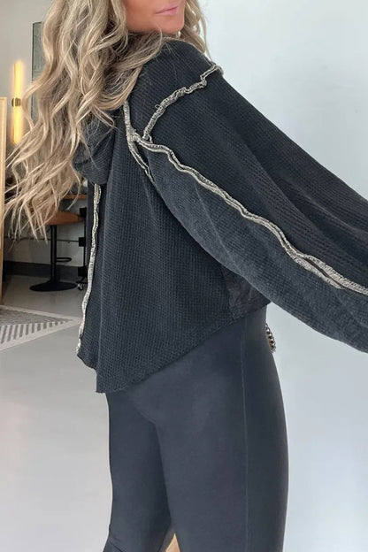 Tops casuales de cuello vuelto con estampado sólido
