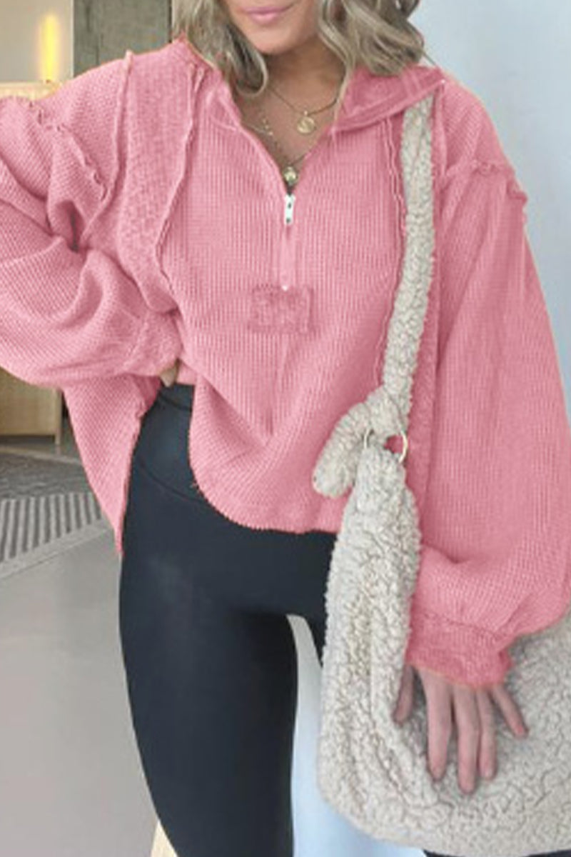 Tops casuales de cuello vuelto con estampado sólido