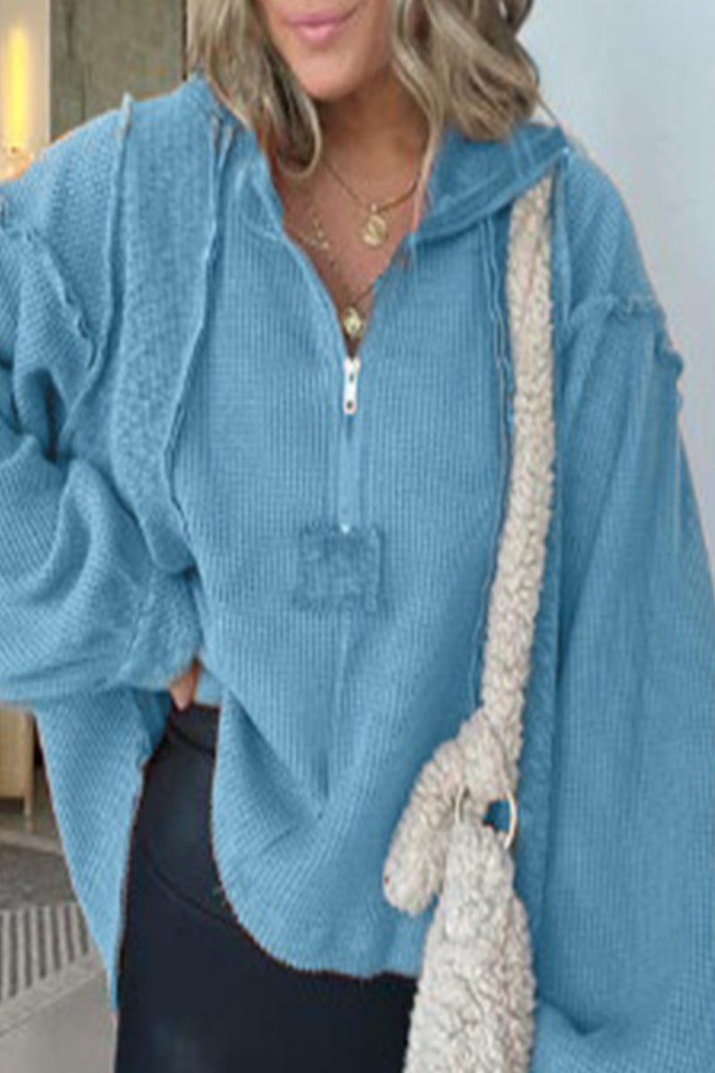 Tops casuales de cuello vuelto con estampado sólido