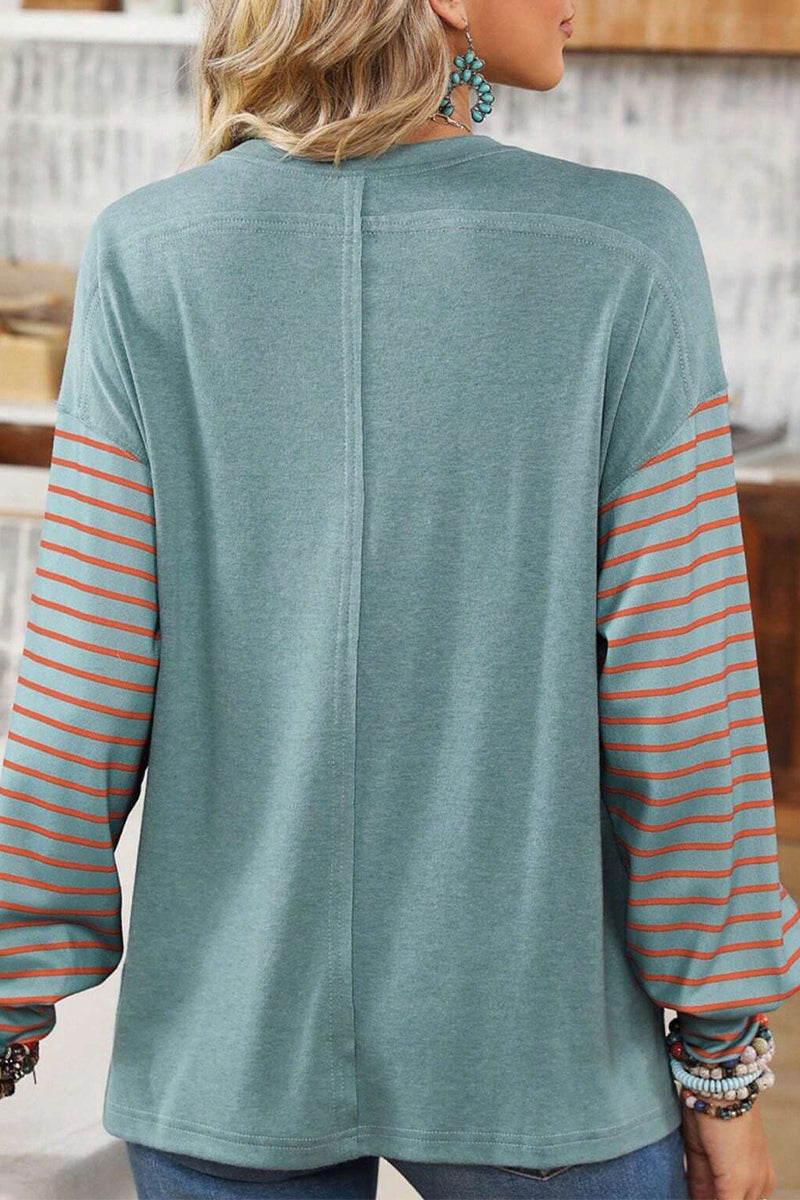Blusas casuales con cuello redondo y bloques de colores en contraste (5 colores)