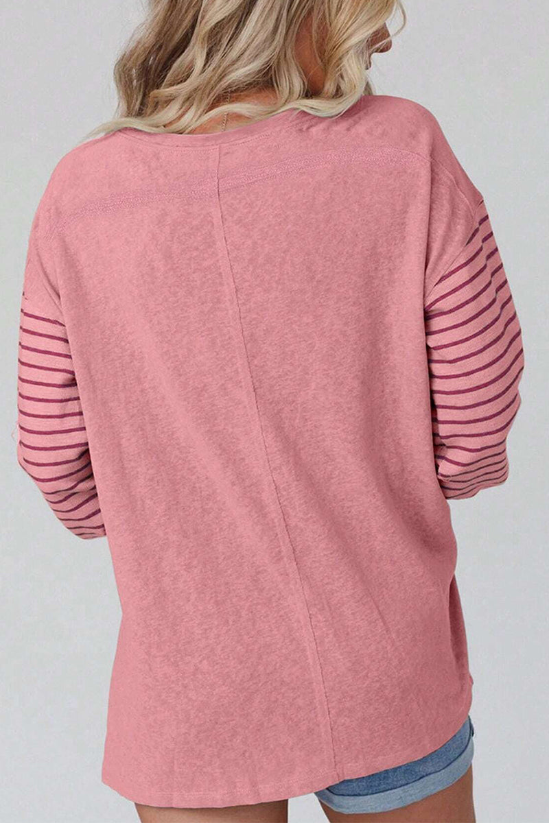 Blusas casuales con cuello redondo y bloques de colores en contraste (5 colores)