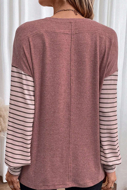 Blusas casuales con cuello redondo y bloques de colores en contraste (5 colores)