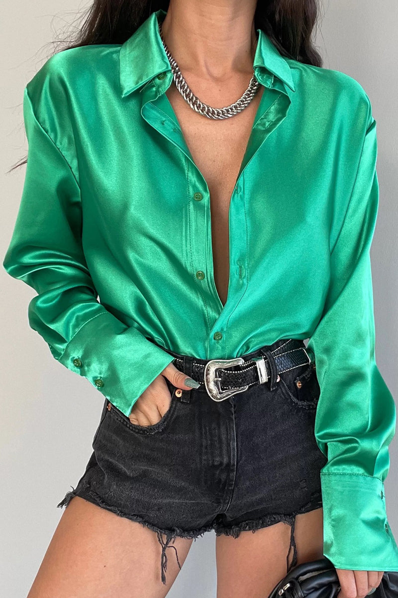 Blusas elegantes con cuello vuelto y botones sólidos